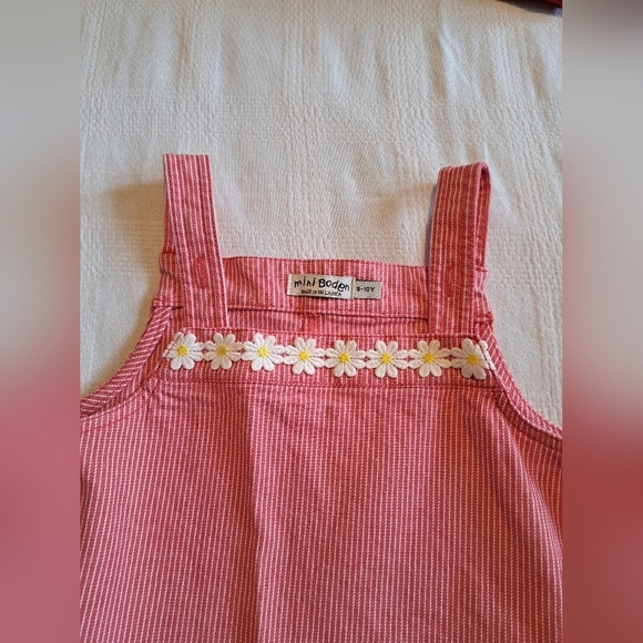 Mini Boden girls 9-10 years red & white striped jean jumper with Daisy trim VGUC - Picture 2 of 6